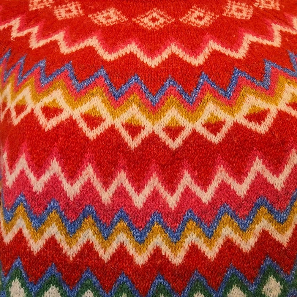 Colorful Red Zigzag Snowbunny Pattern Sweater